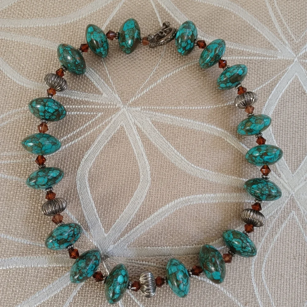 Turquoise and Amber Crystal Choker